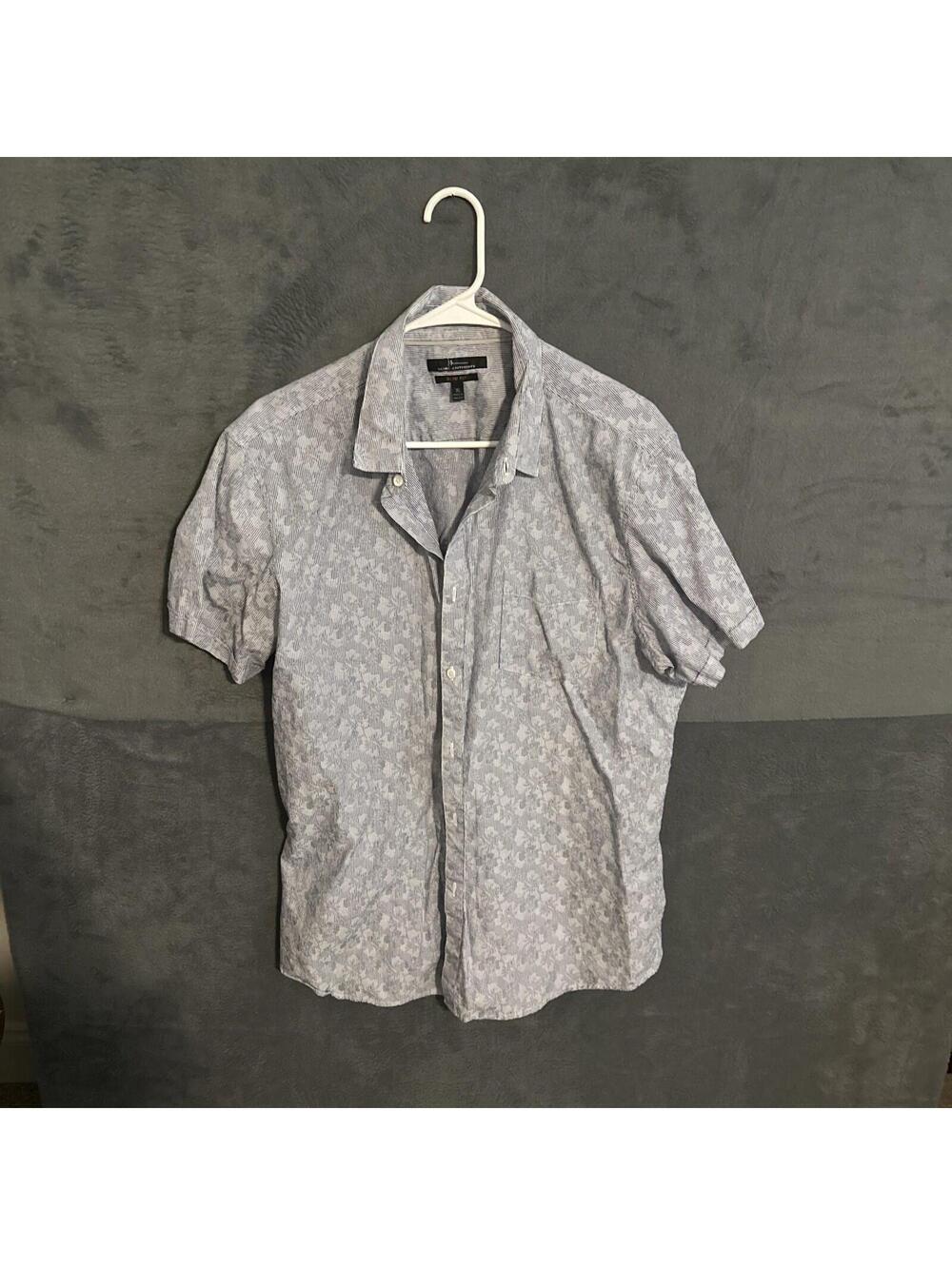 Marc Anthony  Slim Fit Mens Short Sleeve Button Up Shirt XL Light Blue Floral